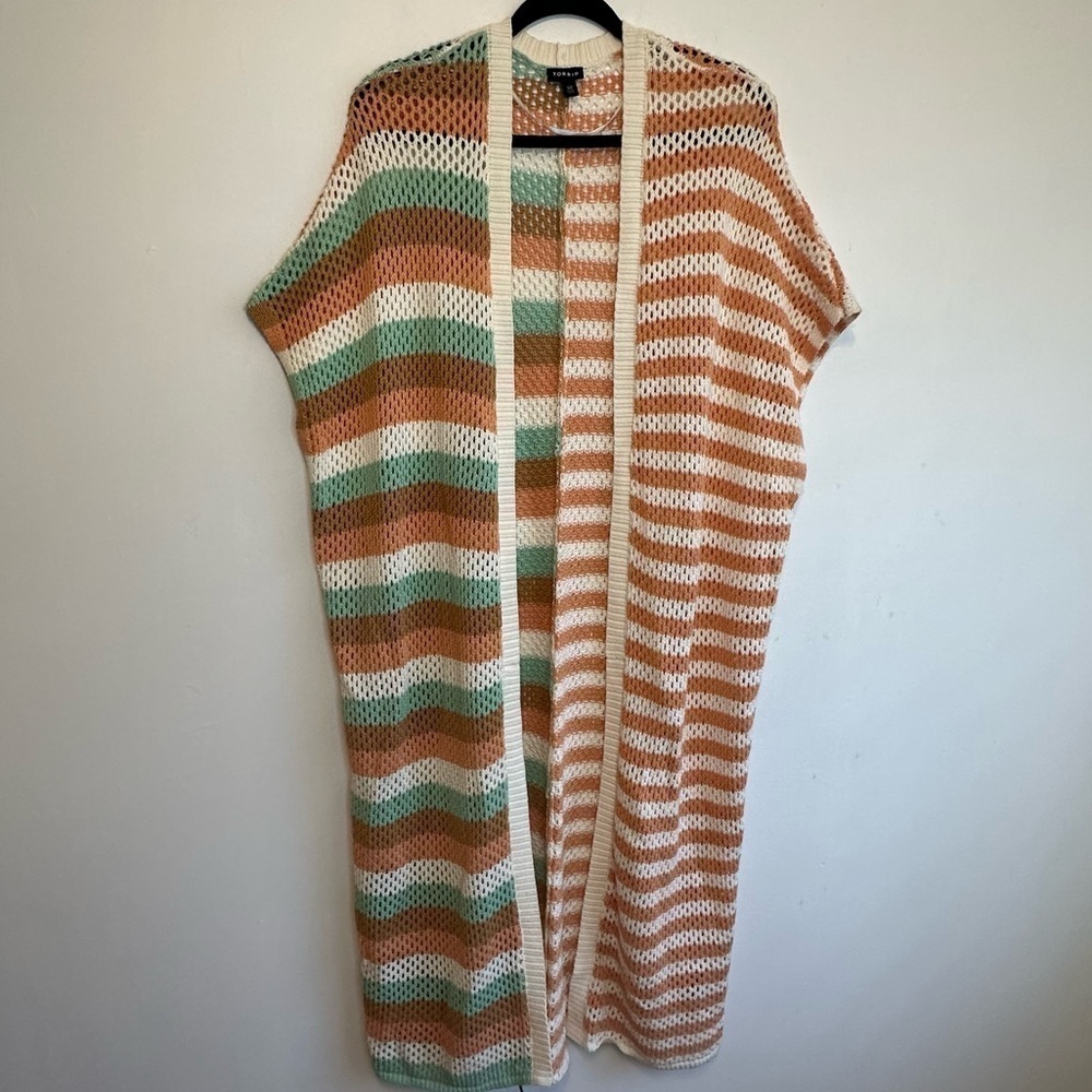 Torrid Sz 1X / 2X Floor Length Multi-Color Cardigan Crochet Sweater